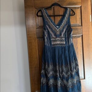 Anthropologie Blue and White Chevron Dress